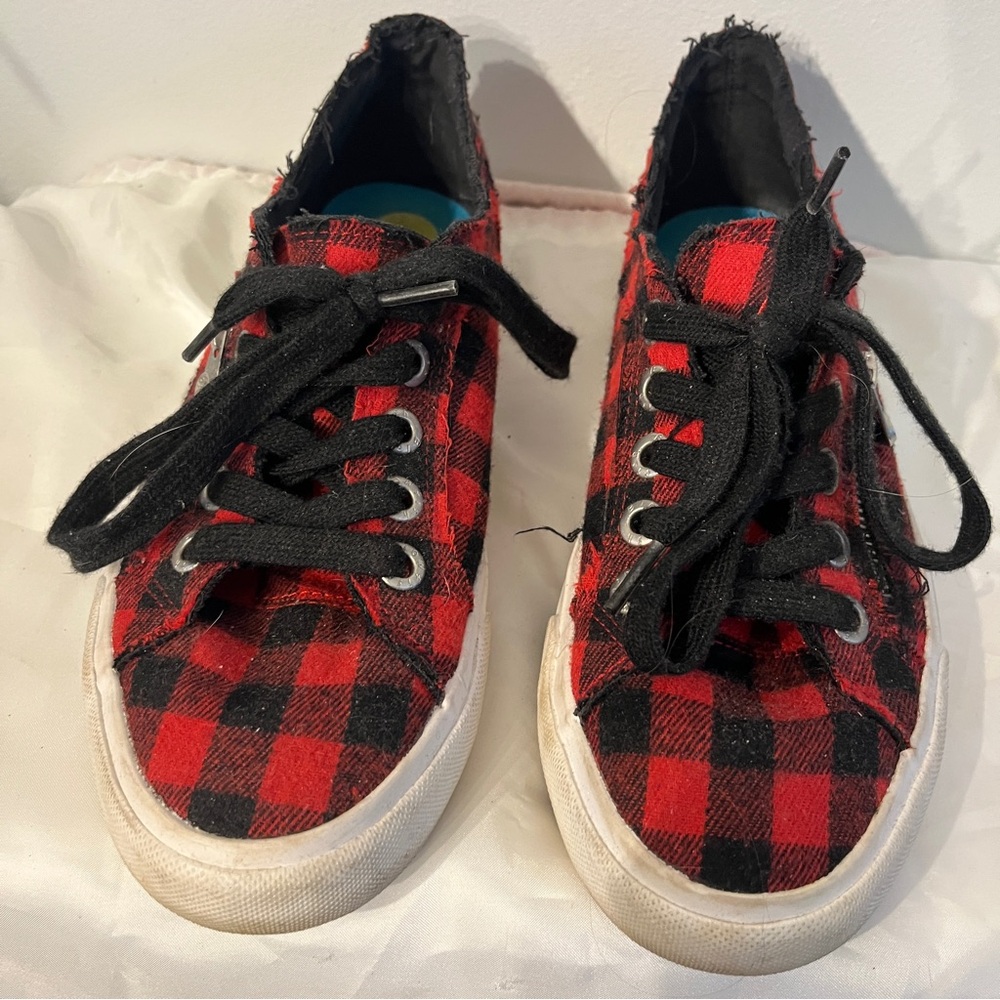 Blowfish Red and Black Plaid Sneakers